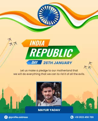 Colorful Patriotism Theme for India Republic Day Poster Template
