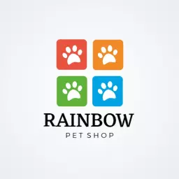 Colorful Paw Prints in Square Design for Pet Shop Logo Template
