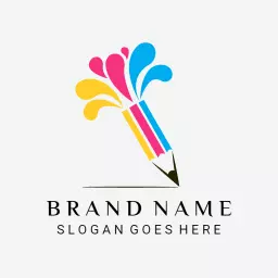 Colorful Pencil Creating Artistic Impressions in Drawing Logo Template