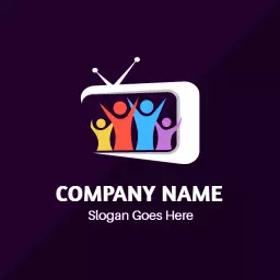 Colorful People Enjoying Entertainment in IPTV Platform Logo Template