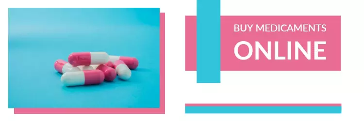 Colorful Pill Design Promoting Buy Medicaments Online Twitter Banner Template