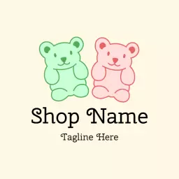 Colorful Pink and Green Bear Gummies Shop Logo Template