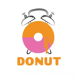 Colorful Pink and Orange Donut with Alarm Clock Logo Template