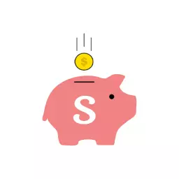 Colorful Pink Piggy Bank with Alphabetical Elements Logo Template