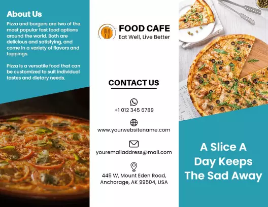 Colorful Pizza Menu and Cafe Services Brochure Template