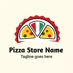 Colorful Pizza Slice Design Showcasing Fresh Ingredients Logo Template