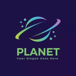 Colorful Planet Orbiting Stars in a Night Sky Logo Template