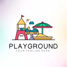 Colorful Play Structure and Sandbox Design for Playground Logo Template