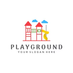 Colorful Play Structure with Slides and Kids Playground Logo Template