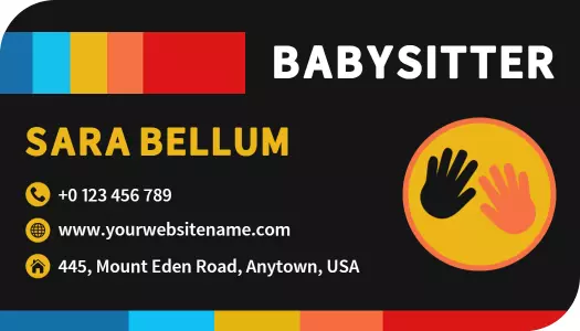 Colorful Playful Babysitting Service Business Card Template