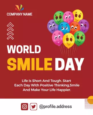 Colorful Playful Balloon Theme for World Smile Day Poster Template
