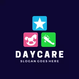 Colorful Playful Blocks Representing Childcare Activities Logo Template