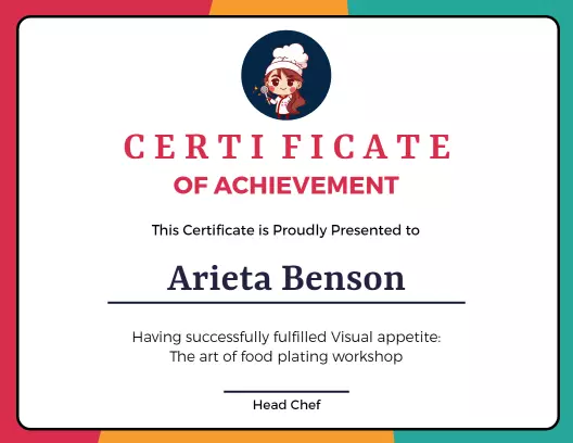 Colorful Playful Culinary Workshop Achievement Certificate Template