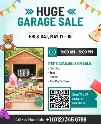 Colorful Playful Decoration for Huge Garage Sale Flyer Template
