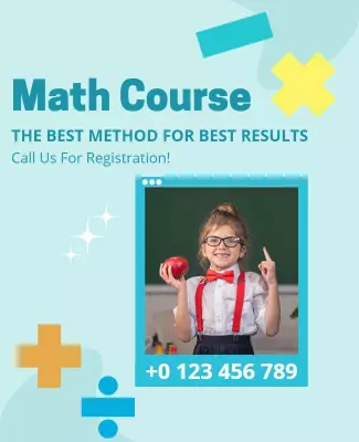 Colorful Playful Math Course Registration Poster Template