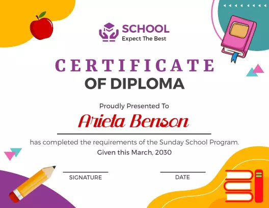 Colorful Playful School Diploma Achievement Certificate Template