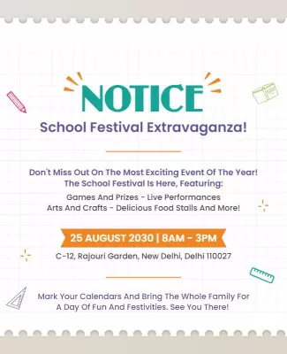 Colorful Playful School Festival Extravaganza Announcement Poster Template