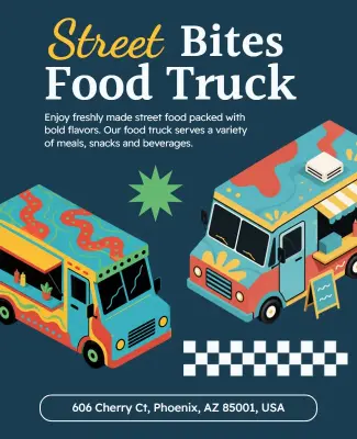 Colorful Playful Street Bites Food Truck Experience Poster Template