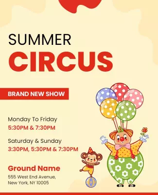 Colorful Playful Summer Circus Show Poster Template