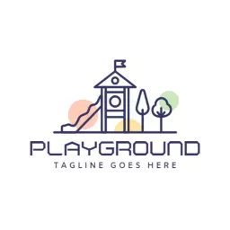 Colorful Playground Equipment Design for Kids Logo Template