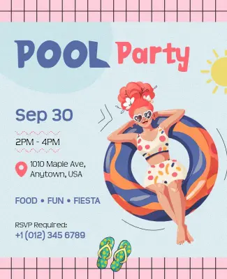 Colorful Pool Party Gathering Flyer Template
