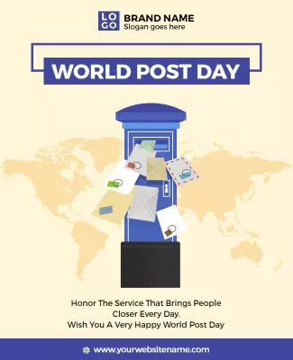 Colorful Postal Service Celebrating World Post Day Poster Template