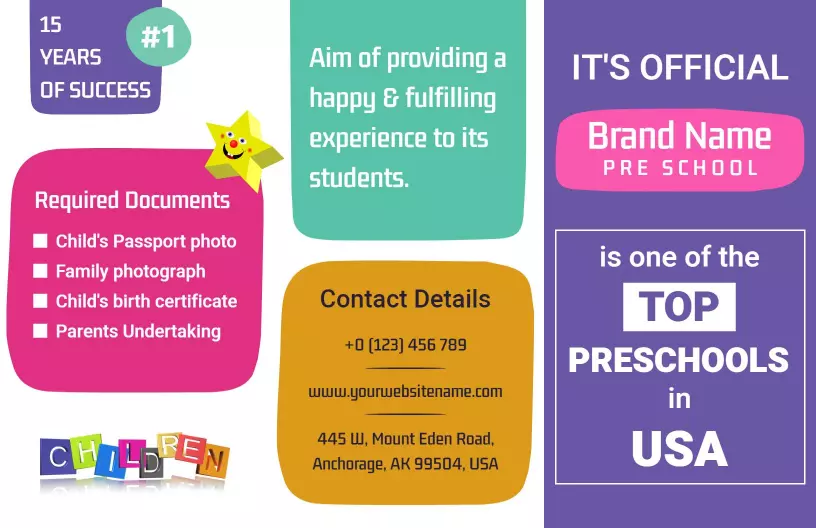 Colorful Preschool Admission Process and Programs Brochure Template