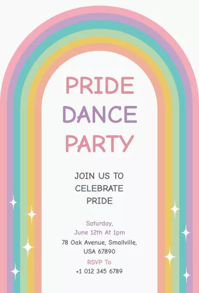 Colorful Pride Dance Celebration Party Invitation Template