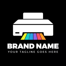 Colorful Printer Design Showcasing Vibrant Ink Streams Logo Template