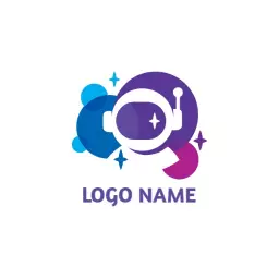 Colorful Purple and Blue Space Astronaut Adventure Logo Template