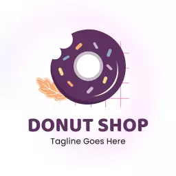 Colorful Purple Donut Delighting Customers at Your Donut Shop Logo Template
