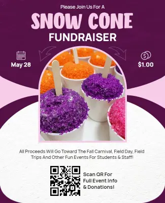 Colorful Purple Snow Cone Fundraiser Community Flyer Template