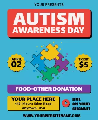 Colorful Puzzle Pieces Autism Awareness Day Poster Template
