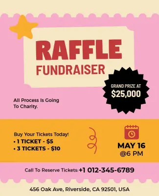 Colorful Raffle Fundraiser Event Flyer Template