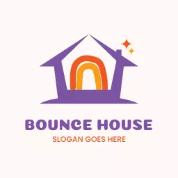 Colorful Rainbow and House Design for Bounce House Logo Template
