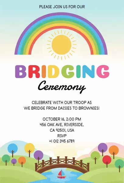 Colorful Rainbow Bridging Ceremony Invitation Template
