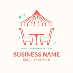 Colorful Red and Blue Tent Design for Party Rental Logo Template