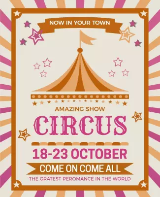 Colorful Retro Circus Tent Performance Flyer Template