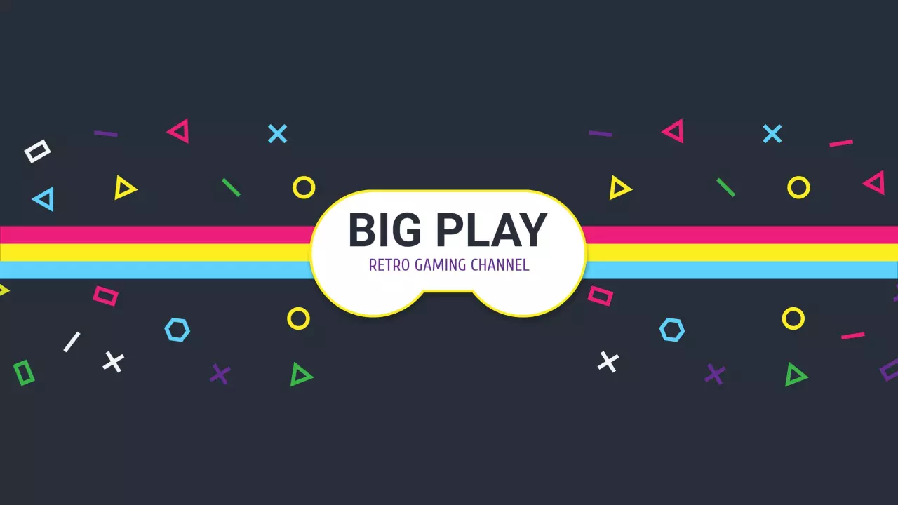 Colorful Retro Gaming Channel with Geometric Shapes Banner Template