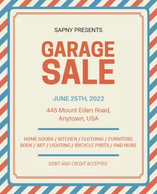Colorful Retro Garage Sale Event Poster Template