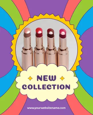 Colorful Retro Lipstick New Collection Poster Template