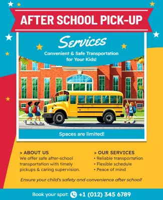 Colorful School After School Pick-Up Services Poster Template