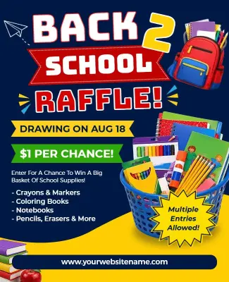 Colorful School Supplies Back to School Raffle Flyer Template