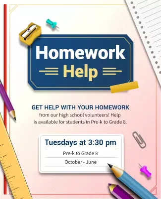 Colorful School Supplies Homework Help Program Poster Template
