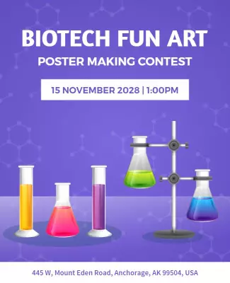 Colorful Science Experiment Theme Biotechnology Contest Flyer Template