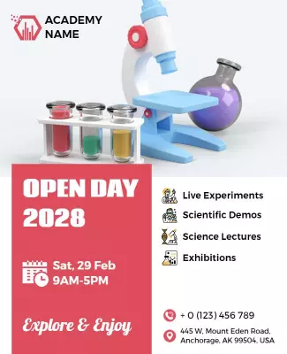 Colorful Science Lab Open Day Exhibition Poster Template