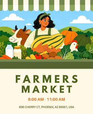Colorful Seasonal Farmers Market Poster Template