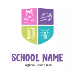 Colorful Shield Featuring Fun School Activities Logo Template