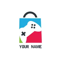 Colorful Shopping Bag Featuring Gaming Controller Sales Logo Template