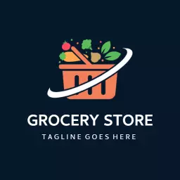 Colorful Shopping Basket Design Representing Grocery Store Logo Template